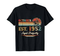 Oktober 1952 Retro 72. Geburtstag Geschenke für Männer 72 Jahre alt T-Shirt von October Birthday Vintage Outfit For Men Women