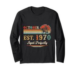 Oktober 1970 Retro 54. Geburtstag Geschenke für Männer 54 Jahre alt Langarmshirt von October Birthday Vintage Outfit For Men Women