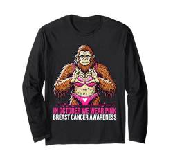 Bigfoot Brustkrebsbewusstsein Monat Sasquatch Oktober tragen Langarmshirt von October Breast Cancer Awareness Pink Tees