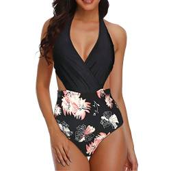 Octopus Damen Bademode Trendiger Badeanzug Einteiler Monokini f5689 Farbe: Schwarz geblümt BA27(sw-1448), Gr. 44 von Octopus