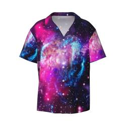 OdDdot Herren-Hemd mit Galaxie-Druck, Button-Down-Shirt, kurzärmelig, Freizeithemd für Herren, Sommer, Business, Freizeithemd, Schwarz , L von OdDdot