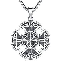 Wikinger Halskette mit Keltischer Knoten 925 Sterling Silber Viking Kette Wikinger Runen Amulett kette Nordische Wikinger Schmuck Geschenke für Herren Damen von Odinstone