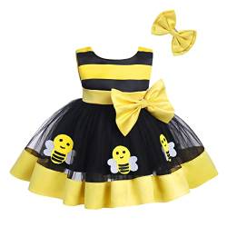 Baby Mädchen Tüllkleid Festlich Prinzessin Kleid Bienen Kostüm+Haarspangen Babykleidung 1. Erster Geburtstag Outfit Halloween Weihnachten Karneval Cosplay Faschingskostüme Gelb-Biene 12-18 Monate von Odizli