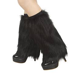 OhMill Faux Fur Leg Warmers Fluffy Costume Furry Cuffs Boot Sleeves Soft Boot Covers for Women Girls Halloween Costume Accessories, weiß, Length: 40cm (15.75in) von OhMill