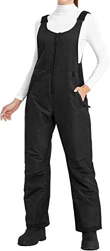 Ohuhu Skihose Damen Wasserdicht Isoliert Thermo Schnee Lätzchen Overalls Damen Outdoor Snowboard Lätzchen Hose Schwarz von Ohuhu