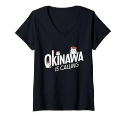 Damen Okinawa is Calling Japanese Culture Lover Japan T-Shirt mit V-Ausschnitt von Okinawa Reiseoutfit für Männer und Frauen