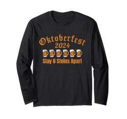 Oktoberfest 2024 6 Stein Apart Bier Oktober Lustig Trinken Langarmshirt von Oktoberfest 2024 6 Stein Apart Beer October Party