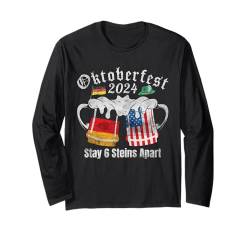 Oktoberfest 2024 6 Stein Apart Bier Oktober Lustig Trinken Langarmshirt von Oktoberfest 2024 6 Stein Apart Beer October Party