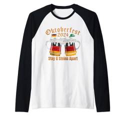 Oktoberfest 2024 6 Stein Apart Bier Oktober Lustig Trinken Raglan von Oktoberfest 2024 6 Stein Apart Beer October Party