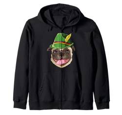 Mops Oktoberfest T-Shirt Pugtoberfest Jungen Lederhose Alpin Kapuzenjacke von Oktoberfest Squad Clothing