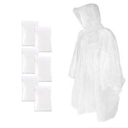 Okydoky Regenponchos für Erwachsene, Einwegartikel, Kapuze mit Kordelzug und dickeres Material, wasserdicht, transparent (6p), 6P, Formal von Okydoky