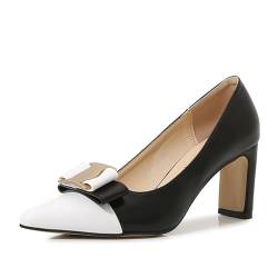 Omeslike Damen-Mary-Jane-Pumps mit spitzer Zehenpartie, klobiger Absatz, modische, Elegante Hochzeit, Braut, Abendkleid, Schuhe in Übergröße,Schwarz,46 von Omeslike