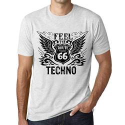 Herren Grafik T-Shirt Fühle den Techno – Feel The Techno – Öko-Verantwortlich Vintage Jahrgang Kurzarm Lustige Druck Geburtstag Geschenk Mann Altweiß 4XL von One in the City