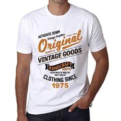 Herren Grafik T-Shirt – Original Vintage Clothing Since 1975 – Geschenk 49. Geburtstag Jahrestag 49 Jahre Jubiläum 49 Jährige Mann Jahrgang 1975 Kurzarm Lustige Druck Weiss L von One in the City