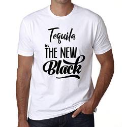 Herren Grafik T-Shirt Tequila ist das Neue Schwarz – Tequila is The New Black – Öko-Verantwortlich Vintage Jahrgang Kurzarm Lustige Druck Geburtstag Geschenk Mann Weiss L von One in the City