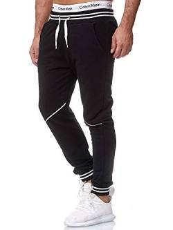 OneRedox Herren Jogging Hose Jogger Streetwear Sporthose Modell 1316Schwarz WeissS von OneRedox