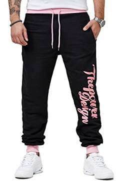 OneRedox Herren Jogginghose Trainingshose Freizeihose Fitnesshose Basic Sport Fitness Gym Training Slim Fit Sweatpants JG-4113C Rosa L von OneRedox