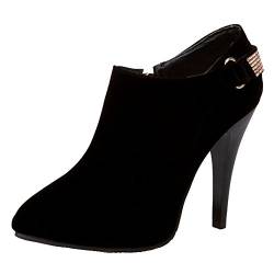 Onewus Damen Dress Stiefeletten mit Stiletto Absatz Reißverschluss Stiefel (Schwarz, 46 EU) von Onewus