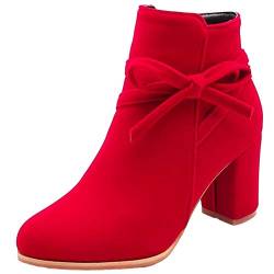 Onewus Damen Stiefeletten mit Blockabsatz (Rot, 43 EU) von Onewus