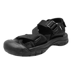 Onewus Herren Retro Geschlossene Zehen Sandalen – Stilvolle & Bequeme Geschlossene Zehen Sandalen für Sommerabenteuer (Schwarz,39) von Onewus