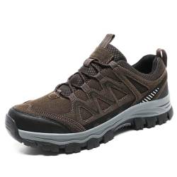 Onewus Lässige Outdoor-Wanderschuhe für Herren Obermaterial aus Weichem Leder rutschfeste Laufsohle Leicht Atmungsaktiv Bequeme Wanderschuhe (Braun,43 EU) von Onewus