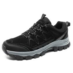 Onewus Lässige Outdoor-Wanderschuhe für Herren Obermaterial aus Weichem Leder rutschfeste Laufsohle Leicht Atmungsaktiv Bequeme Wanderschuhe (Schwarz,39 EU) von Onewus