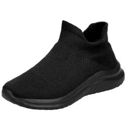 Onewus Modepaare High-Top Sneaker mit warmem Futter - Bequemer Slip-On Design, warme und stilvolle High-Top Sportschuhe (Schwarz,36) von Onewus