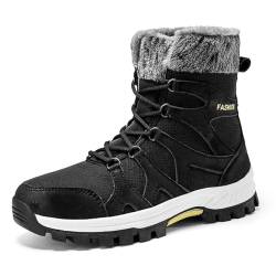 Onewus Paare Wasserdichte High Top Schneestiefel Strapazierfähige rutschfeste Winterschuhe für Männer und Frauen Bequeme isolierte Wanderschuhe (Schwarz, 42 EU) von Onewus