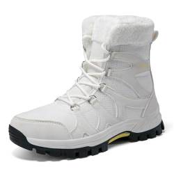 Onewus Paare Wasserdichte High Top Schneestiefel Strapazierfähige rutschfeste Winterschuhe für Männer und Frauen Bequeme isolierte Wanderschuhe (Weiß, 36 EU) von Onewus