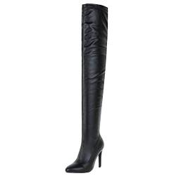 Onewus Sexy Damen Over-The-Boots mit Stiletto-Absatz und spitzer Zehenpartie (Pu Schwarz, 41 EU) von Onewus