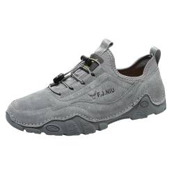 Onewus Stilvolle wasserdichte Leder-Herrensportschuhe - Outdoor-Freizeitsneaker für Männer (Grau,45) von Onewus