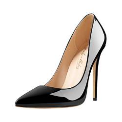 Only maker Damen Klassische High Heels Spitze Elegante Pumps Stiletto Damenschuhe Lack Schwarz 45 EU von sexytag