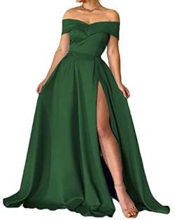 Onsoyours Ballkleider Cocktailkleid Partykleid Satin A Linie Ärmellos Schulterfrei Rückenfrei Sweetheart-Ausschnitt Kleid Lange Abendkleider Mit Taschen Freizeitkleid Maxikleid B Dunkelgrün M von Onsoyours