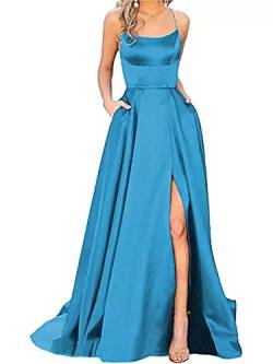 Onsoyours Damen Elegant V Ausschnitt A Linie Spitzenkleid Mit Kurzarm Lang Chiffon Übergröße Brautjungfer Kleider Chiffon Faltenrock Langes Kleid B Himmelblau M von Onsoyours