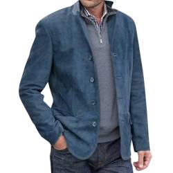 Onsoyours Herren Cord Anzugjacke Retro Sakko Freizeit Blazer Regular Fit Wolle Tweed British Blazer Modern Winterjacken Anzugjacke für Männer B Blau XXL von Onsoyours