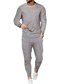 Onsoyours Herren Jogginganzug Freizeitanzug Sportanzug Leisure Suit Tracksuit Joggingsuit Trainingsanzug Sportbekleidung Hausanzug Comfortable Breathable 2-Piece A Grau M von Onsoyours