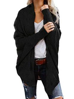 Onsoyours Strickjacke Damen Grobstrick Strickmantel Herbst Winter Cardigan Lange Ärmel Solid Color Casual Mantel Pullover Coat Open Front Sweater Schwarz 42 von Onsoyours