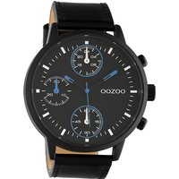 OOZOO Quarzuhr Oozoo Unisex Armbanduhr Timepieces Analog, (Analoguhr), Herren, Damenuhr rund, extra groß (ca. 50mm), Lederarmband schwarz von Oozoo