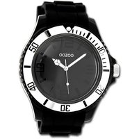 OOZOO Quarzuhr Oozoo Unisex Armbanduhr Vintage Series, (Analoguhr), Unisexuhr Silikonarmband schwarz, rundes Gehäuse, extra groß (ca 48mm) von Oozoo