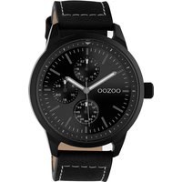 OOZOO Quarzuhr Oozoo Unisex Armbanduhr schwarz Analog, (Analoguhr), Damen, Herrenuhr rund, groß (ca. 45mm) Lederarmband, Casual-Style von Oozoo