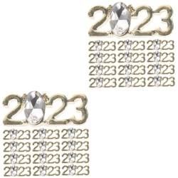 Operitacx 60 Stück 2023 2023 Zubehör Nagel Kunst Dekoration Nailart-Strasssteine DIY-2023-Patch 2023 Verzierungen Legierung 2023 Charms Handyhülle schmücken Nagelbohrer Dekorationen Charme von Operitacx