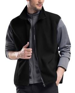 Ophestin Herren Fleece Weste Jacke Ärmellose Fleecejacke Gilets Tops Warme Zip Weste Outerwear Gilets mit Seitentaschen Schwarz 3XL von Ophestin