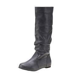 Optusly Damen Langschaft Overknee Stiefel High Heels Vintage Schnüren Schuhe Bequeme Langschaftstiefel Plateau Langschaft Cowboy Stiefel Winter Overknee Stiefel Stretchmaterial von Optusly