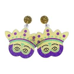 OralGos Karnevals-Ohrringe, bunte Quasten, Maske, baumelnde Ohrringe für Frauen und Mädchen, Kronen-Ohrringe, Urlaubsschmuck, Acryl von OralGos
