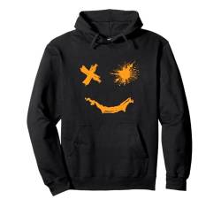 Orange Grafik Party Gesicht rauer Stil Smile Gesicht Orange Pullover Hoodie von Orange Grafik Orange Farb-T-Shirt