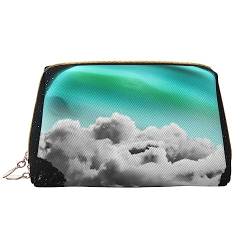 Schwarze und weiße Weltraum-Mond-Druck-Leder-Kosmetiktasche, tragbare wasserdichte Make-up-Tasche, Reise-Kulturbeutel, Make-up-Organizer für Mädchen, Frauen, Ehefrau, Geschenk, weiß, Einheitsgröße von OrcoW