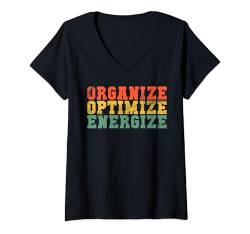 Damen Organisieren Optimize Energize Organizer T-Shirt mit V-Ausschnitt von Organizing Gifts