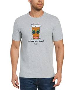 Original Penguin Herren Hoppy Holidays Crew Neck Short Sleeve Tee T-Shirt, Rain Heather, Large von Original Penguin