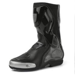 Ors iblah Wasserdichte Motorrad-Lederstiefel für Herren, Motorrad-Knöchelschutz, Gepanzerte Stiefel, Motocross-Rennschuhe,BlackGrey-45 von Ors iblah