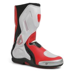 Ors iblah Wasserdichte Motorrad-Lederstiefel für Herren, Motorrad-Knöchelschutz, Gepanzerte Stiefel, Motocross-Rennschuhe,WhiteRed-40 von Ors iblah